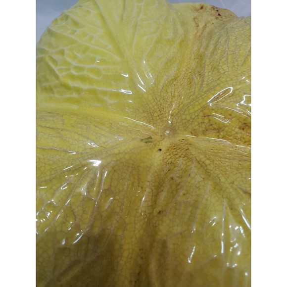 Vintage Portuguese Majolica Cabbage Leaf Yellow Divided Platter As Pictured - Picture 7 of 8